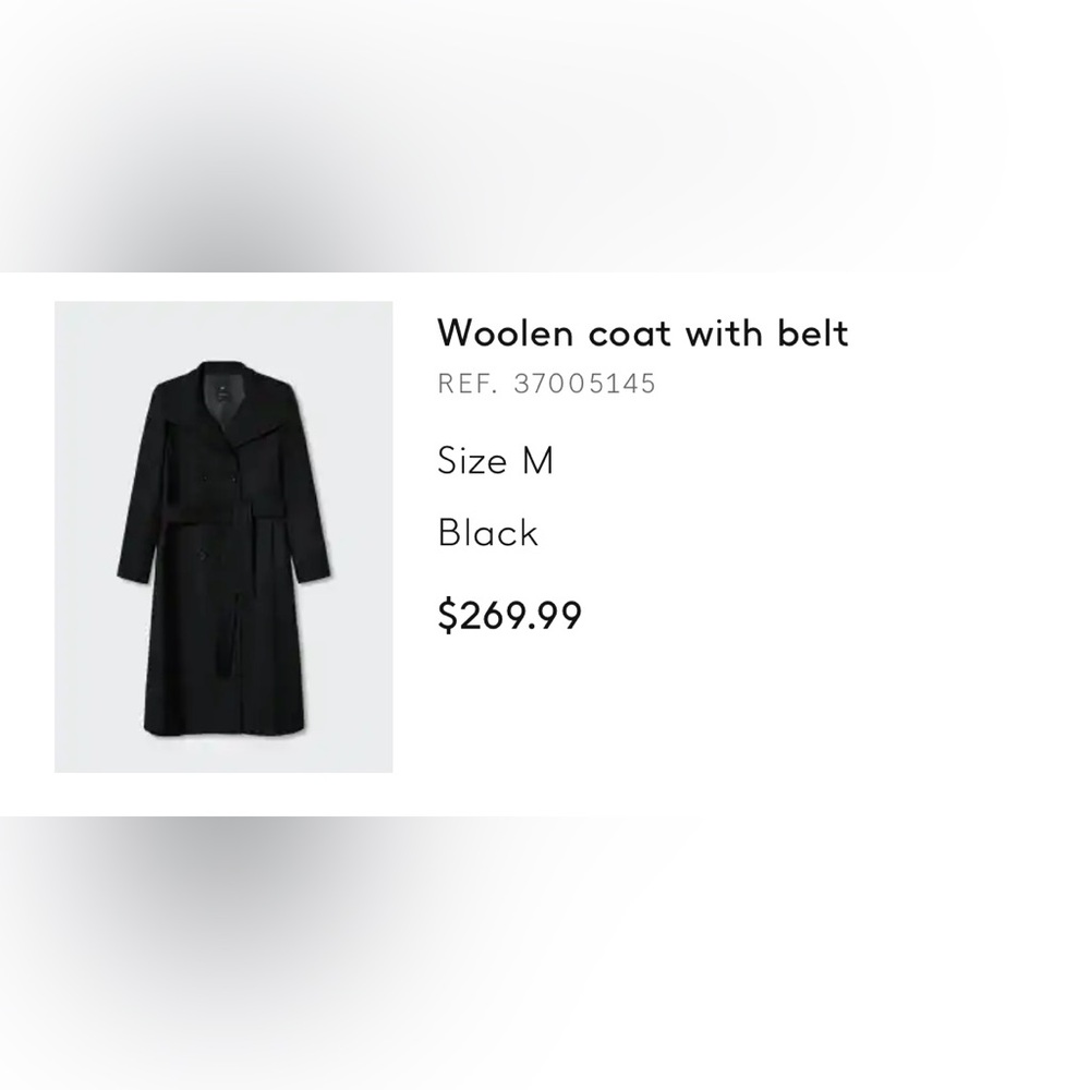 Mango Women's Elegant Black Wool Coat